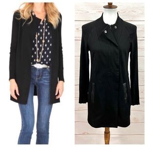 CABI Black Tailor Ponte Knit Full Zip Sweater Jacket Trench Coat